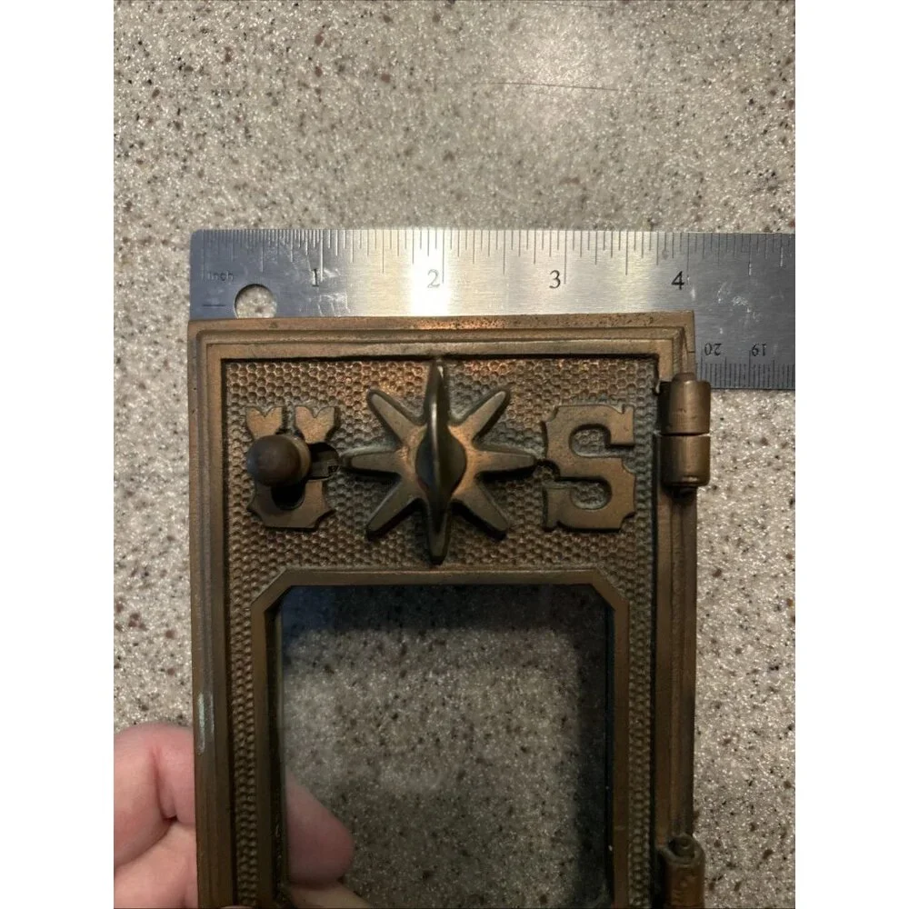 1920's US Brass Post Office Door Glass in Window Antique Collectible Textured - Picture 6 of 7